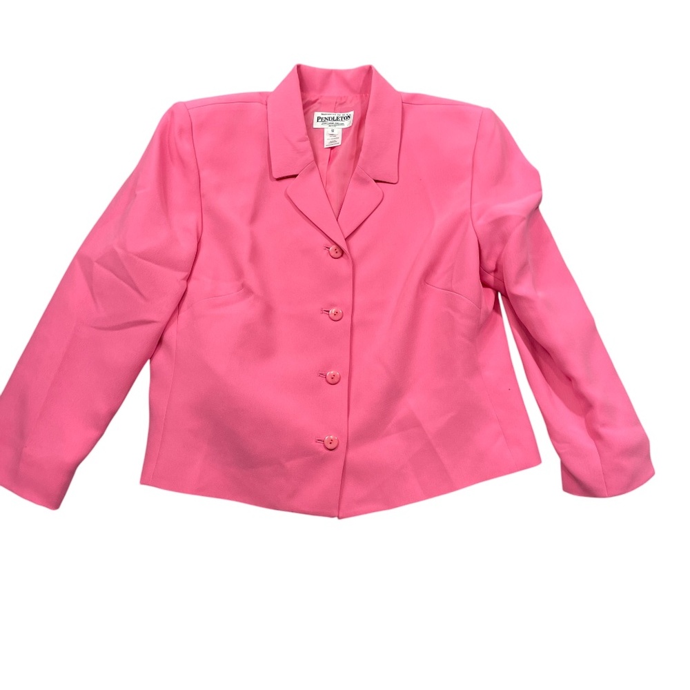 Pendleton Jacket 12 Pink Button Up Blazer‎ Long Sleeve Polyester Lined